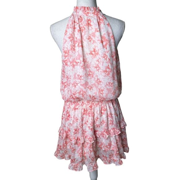 Mustard Seed Smocked Blouson Mini Dress Sleeveless Pink Ruffles Tiered Medium a6 - Picture 3 of 7